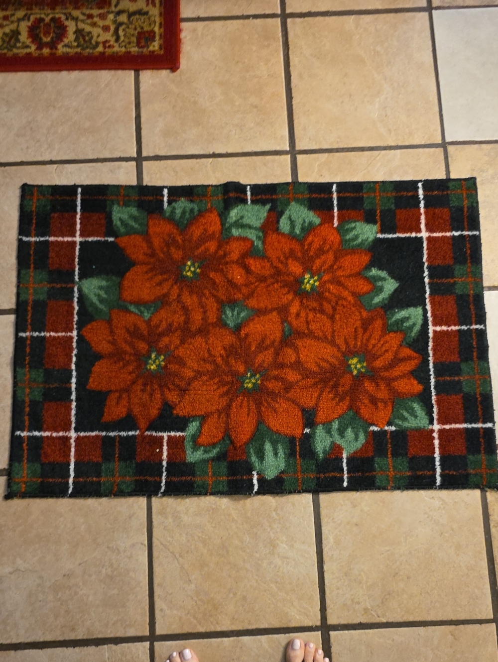 Holiday Poinsettia Accent Rug - Red and Green